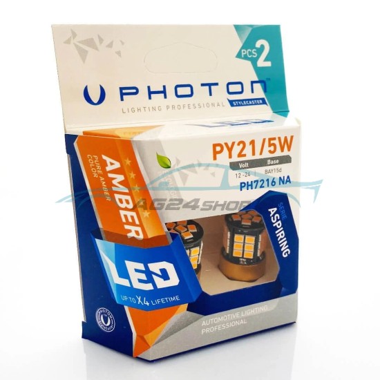 LED Габаритни Крушки Оранжева 12/24V P21/5W