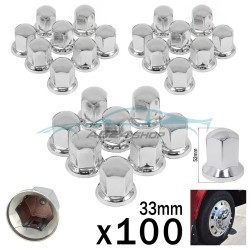 100 Броя Капачки за болт за ТИР / Камион 33mm дълбоки – Никел