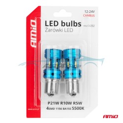 КРУШКИ AMIO 4 LED P21W R10W R5W 6000K 12-24V