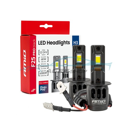 КРУШКИ AMIO PRO BLACK LED CANBUS H3 68W 12-24V